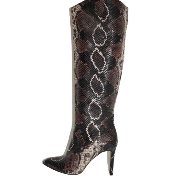 New! Vince Camuto Kervana Snake Print Leather High Heel Boots Sz 7 M DD455A - Picture 4 of 7